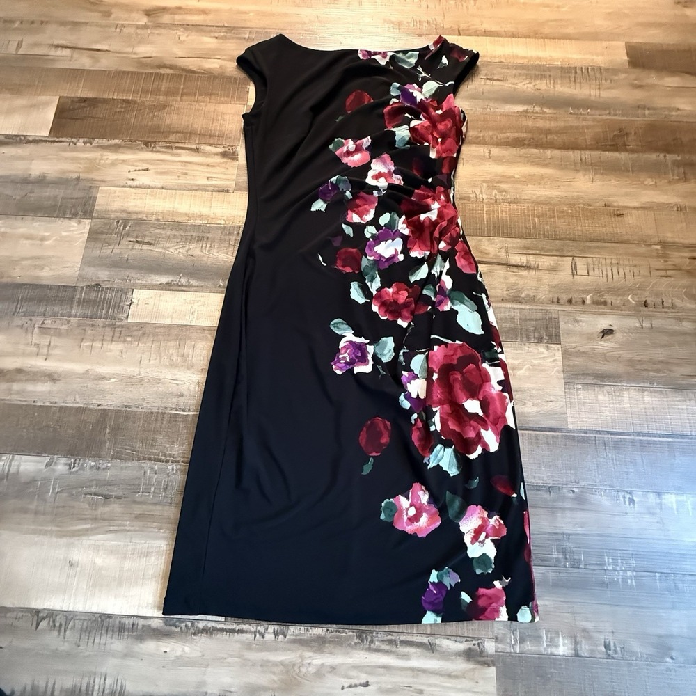 Lauren Ralph Lauren Womens Size 6 Black Floral Print‎ Sexy Sleeveless Dress